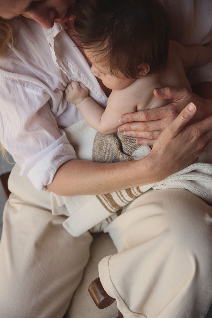 Merinowool Blanket 'Gilbert' | Off-White/Walnut