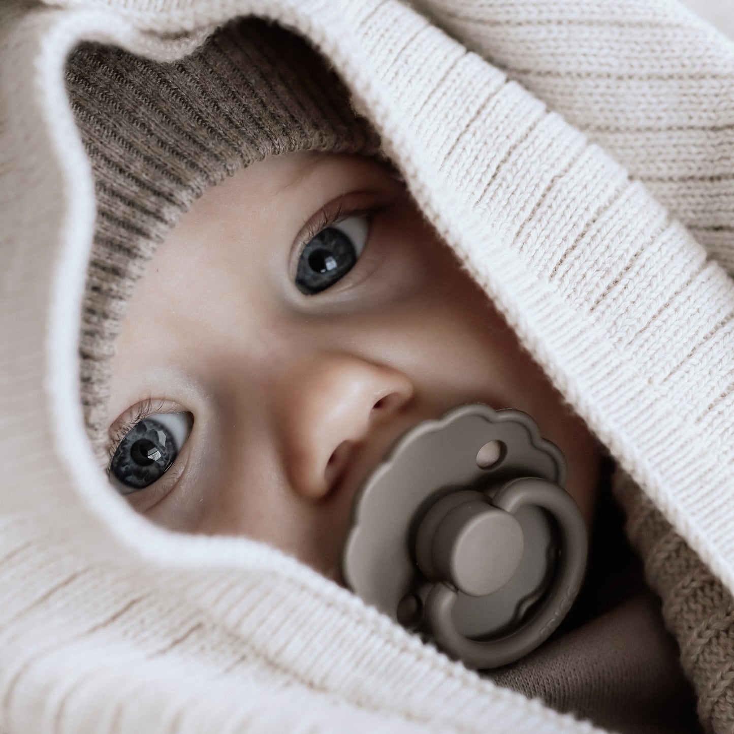 Baby Knitted Blanket Ribbed Beige Melange