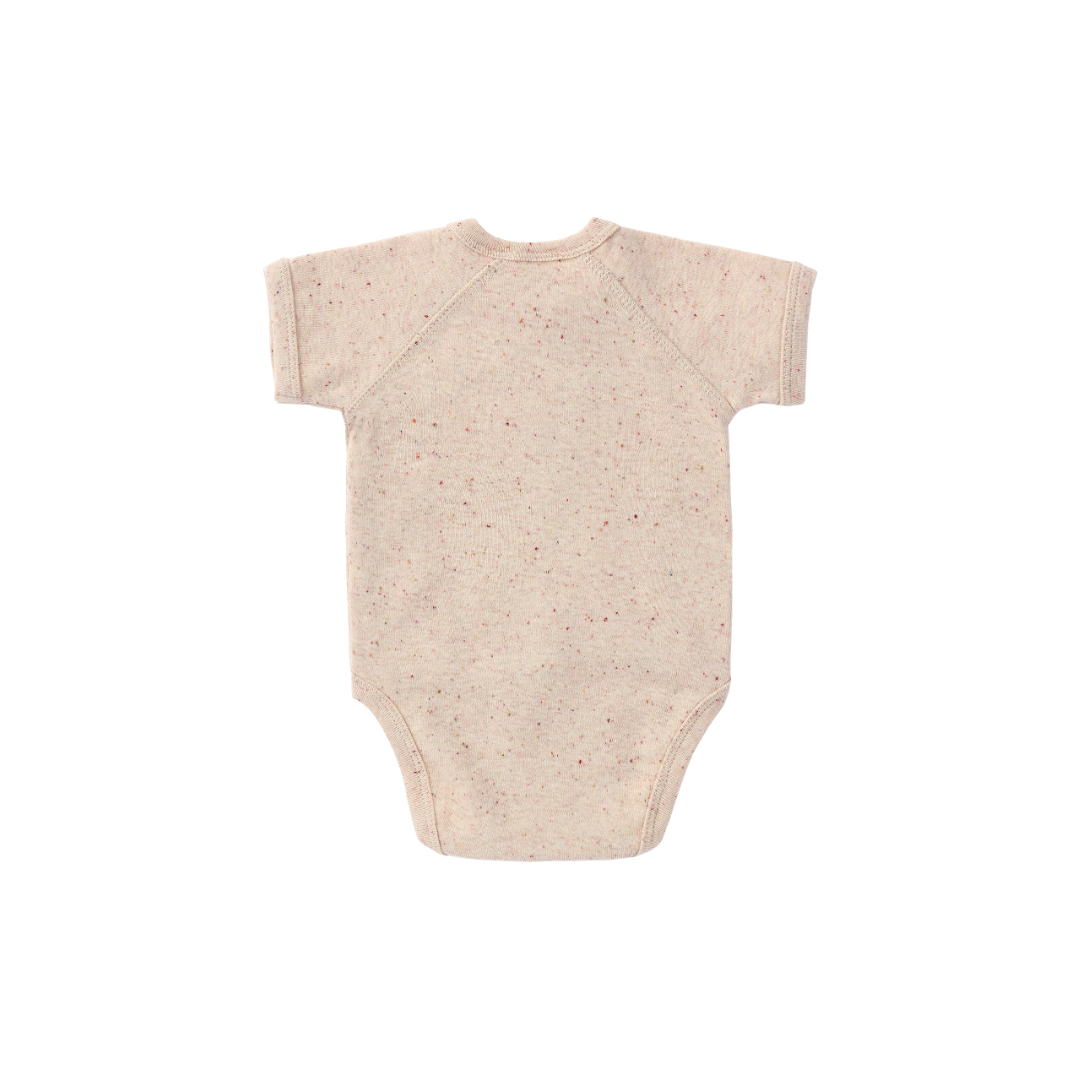 ORGANIC Kimono Bodysuit Kurzarm "Beige Speckled"