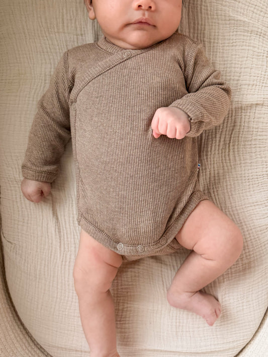 Wickel-Bodysuit Bio-Baumwolle kbA | Dunkelbeige