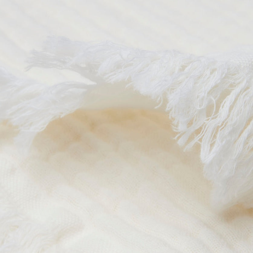 Muslin Blanket Fringe 75x100cm | Ivory