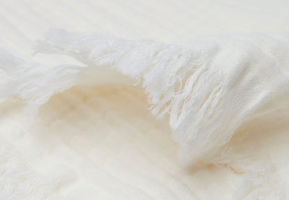 Muslin Blanket Fringe 120x120cm | Ivory