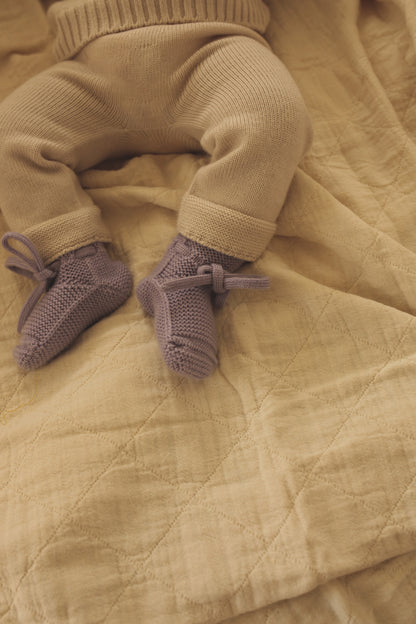 Hvid Strickschuhe Merinowolle ‚Booties‘ | Lilac