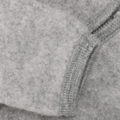 Huttelihut Fleecejacke Merinowolle mit Öhrchen | Grey Melange