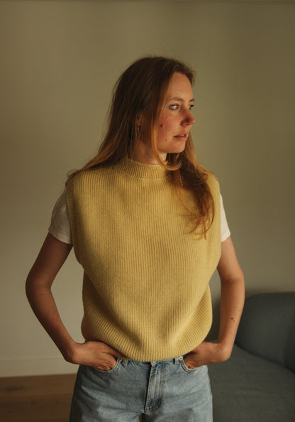 Hvid Mama Pullunder Merinowolle ‚Vest Helle‘ | Light Yellow