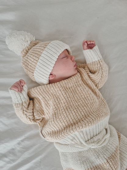 Kids Knit Pullover | 'Two Tone Wheat"