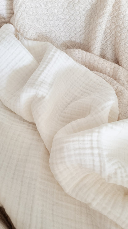 Muslin Blanket Fringe 75x100cm | Ivory