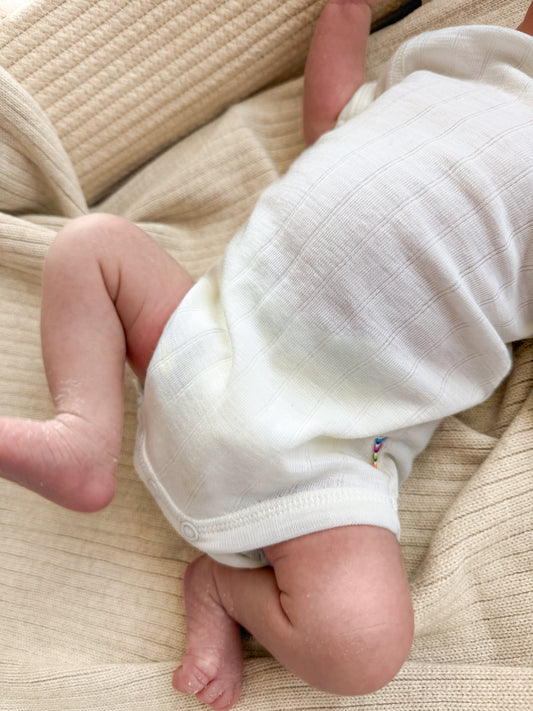 Merinowolle Seide Kurzarm Bodysuit | Off-White