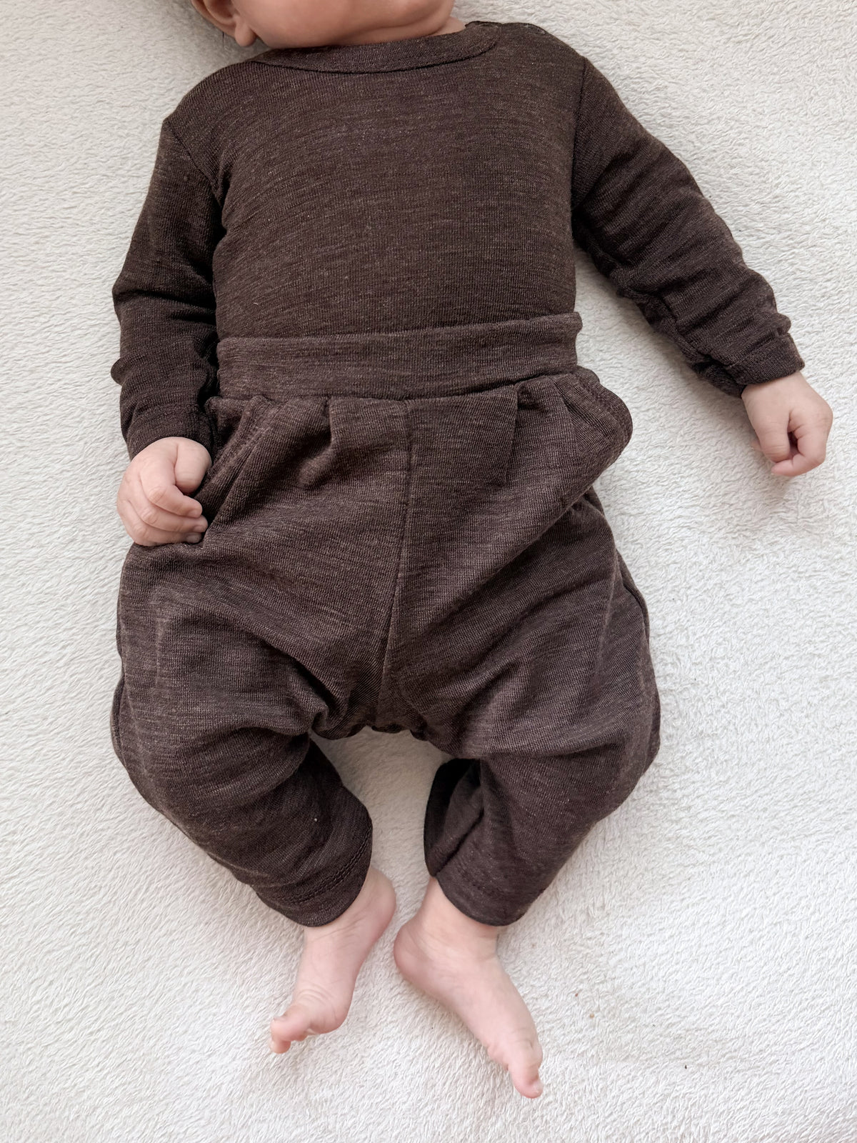 Joha Langarmbody Merinowolle | Dunkelbraun Gr.50