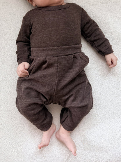 Joha Langarmbody Merinowolle | Dunkelbraun Gr.50