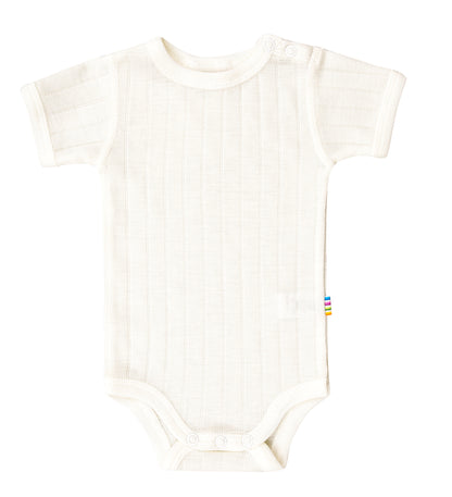 Merinowolle Seide Kurzarm Bodysuit | Off-White
