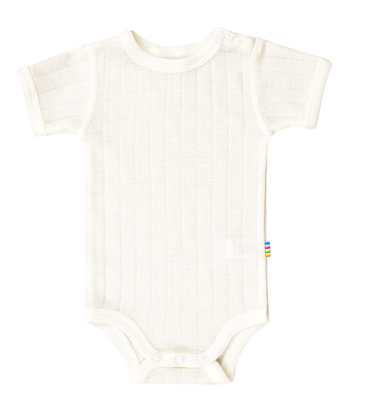 Merinowolle Seide Kurzarm Bodysuit | Off-White