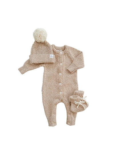 Classic Knit Romper  | Almond