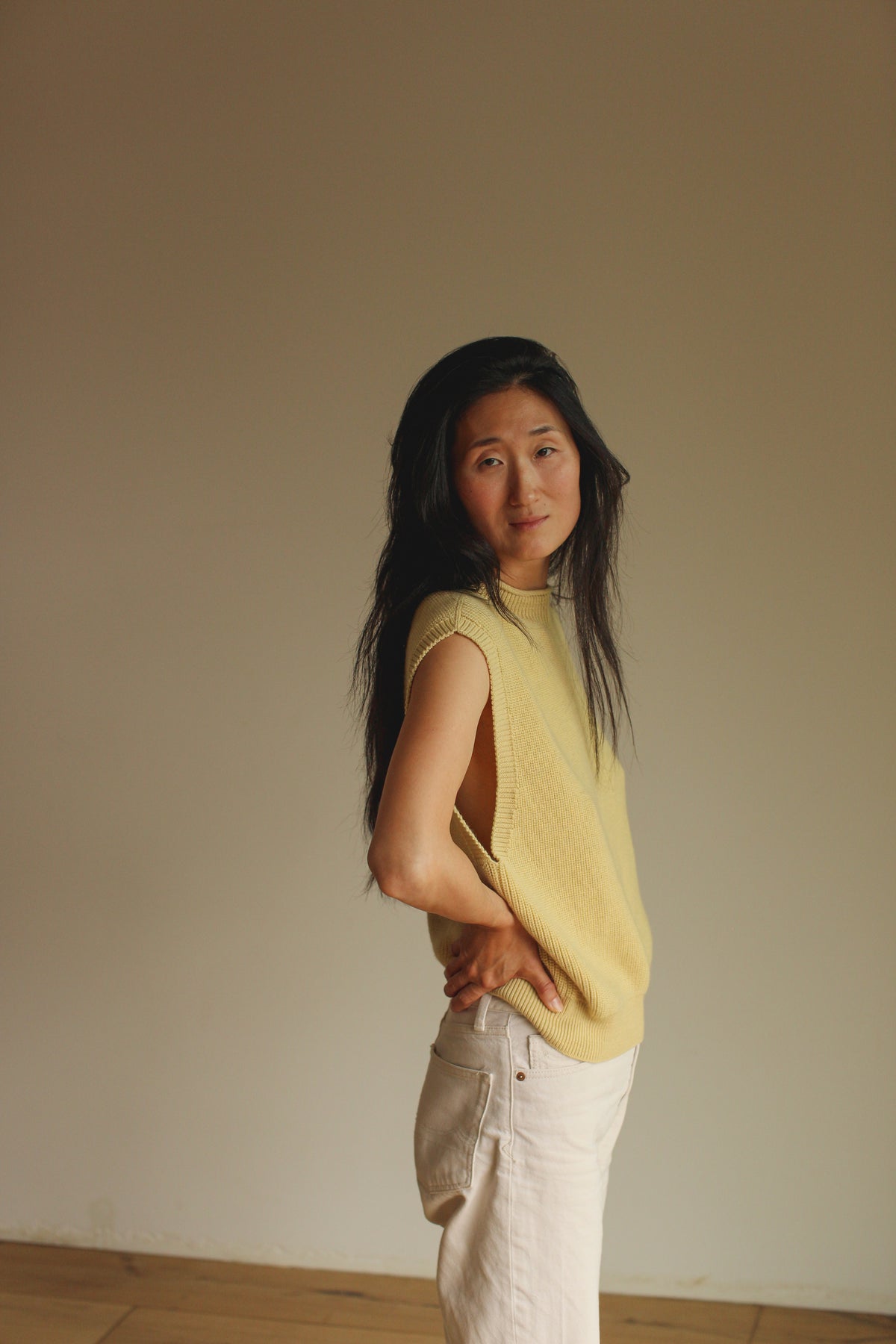 Hvid Mama Pullunder Merinowolle ‚Vest Helle‘ | Light Yellow