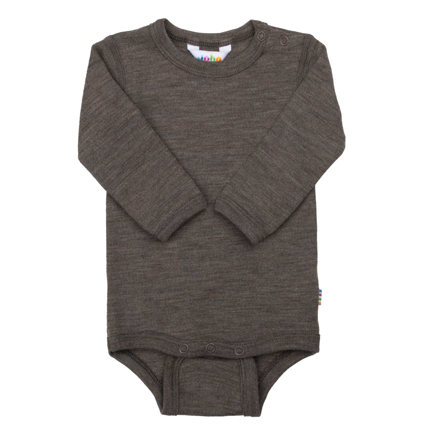 Merinowolle Seide Langarm Bodysuit | Braun Mel.