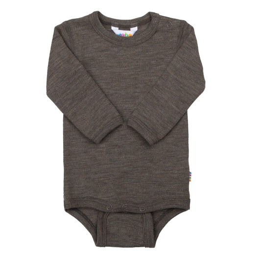 Merinowolle Seide Langarm Bodysuit | Braun Mel.