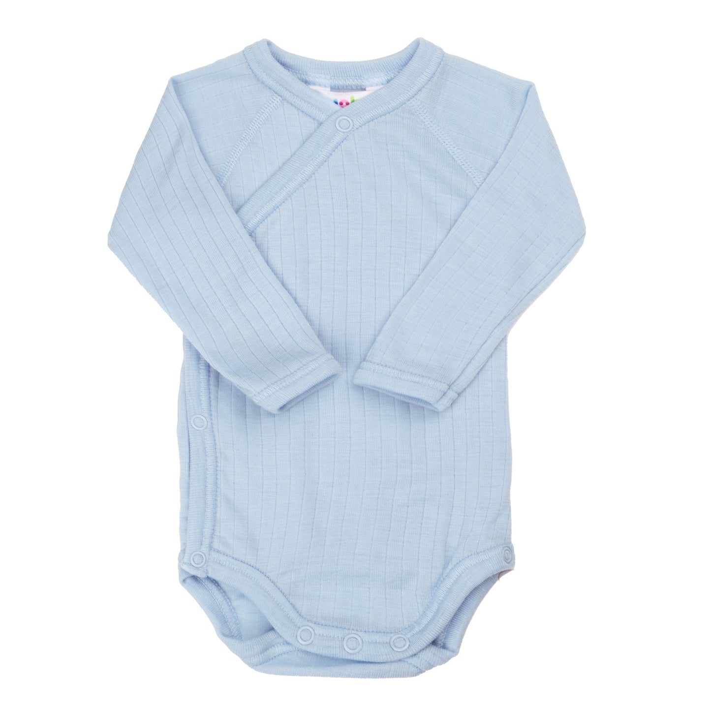 Merinowolle Wickel-Bodysuit | Hellblau
