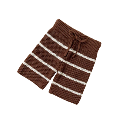 Cropped Knit Pants | 'Chocolate Stripe'