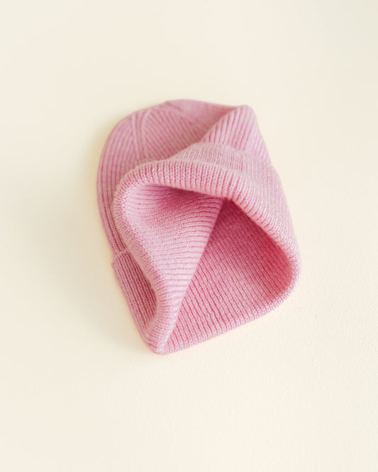 Hvid Mütze Merinowolle ‚Fonzie‘ | Cotton Candy