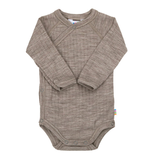 Merinowolle Wickel-Bodysuit | Sesame Melange