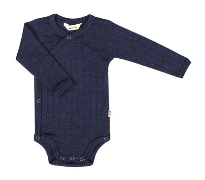 Merinowolle Seide Wickel Bodysuit | Navy