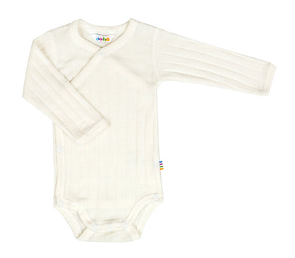 Merinowolle Seide Langarm Wickel-Bodysuit | Off-White