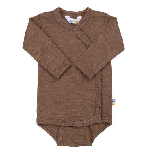 Merinowolle Wickel-Bodysuit | Warm. Braun