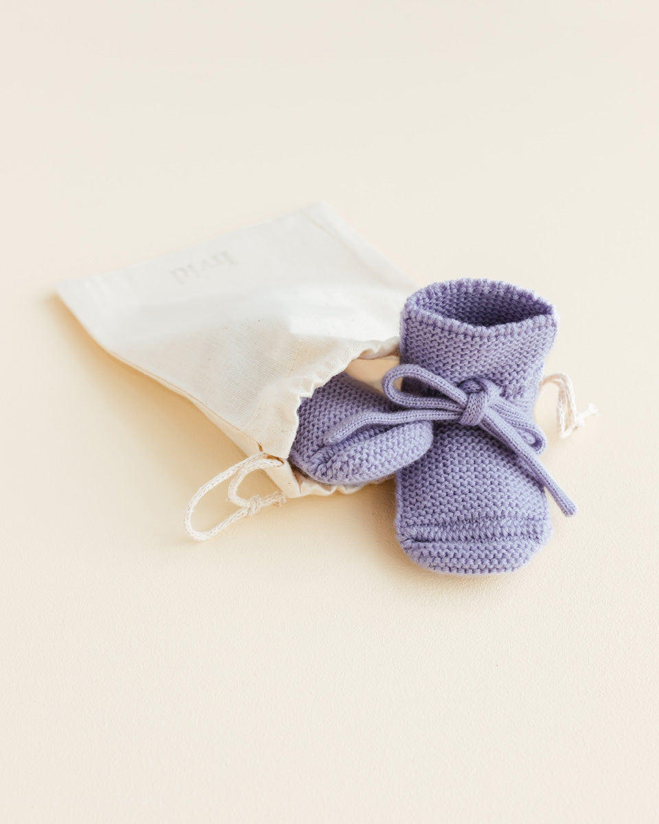 Hvid Strickschuhe Merinowolle ‚Booties‘ | Lilac
