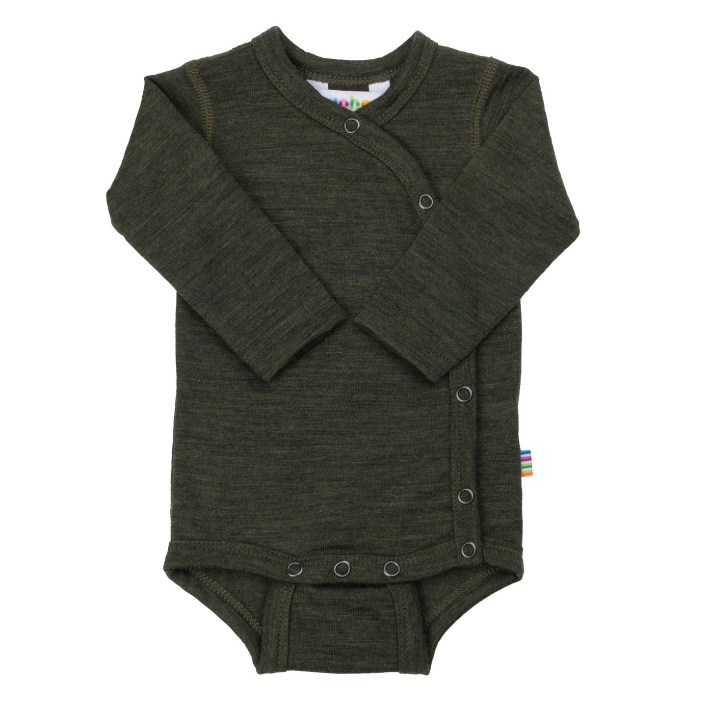 Merinowolle Wickel-Bodysuit | Moosgrün