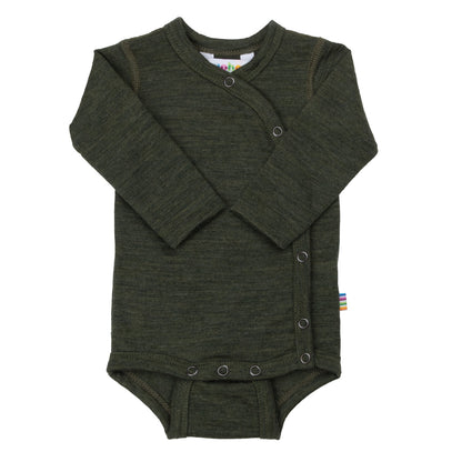 Merinowolle Wickel-Bodysuit | Moosgrün