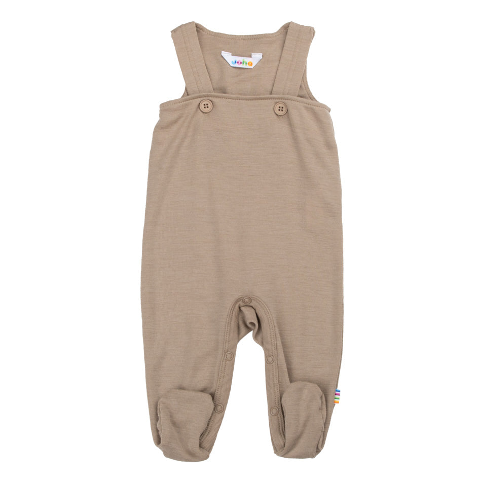 Merinowolle Seide Strampler m. Trägern | Dunkel Beige