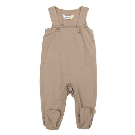 Merinowolle Seide Strampler m. Trägern | Dunkel Beige