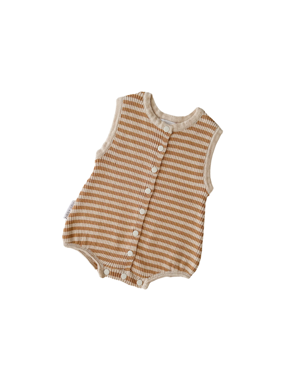 Bubble Knit Romper | Golden Stripes