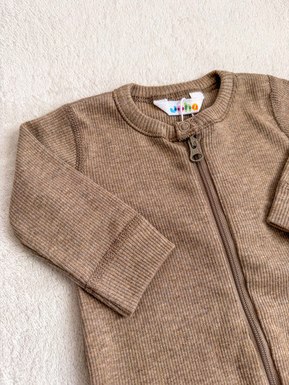 Bio-Baumwolle kbA Strampler | Dunkelbeige