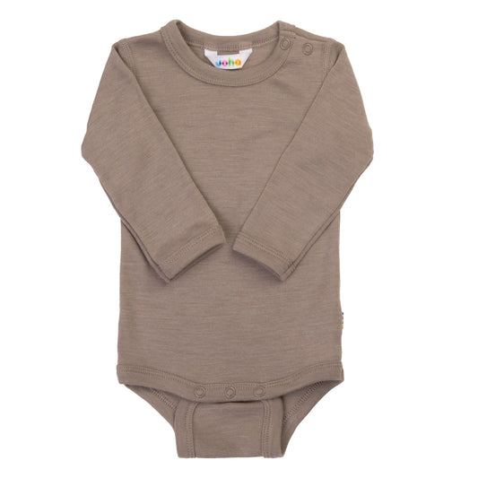 Joha Langarmbody Merinowolle Seide | Dunkelbeige