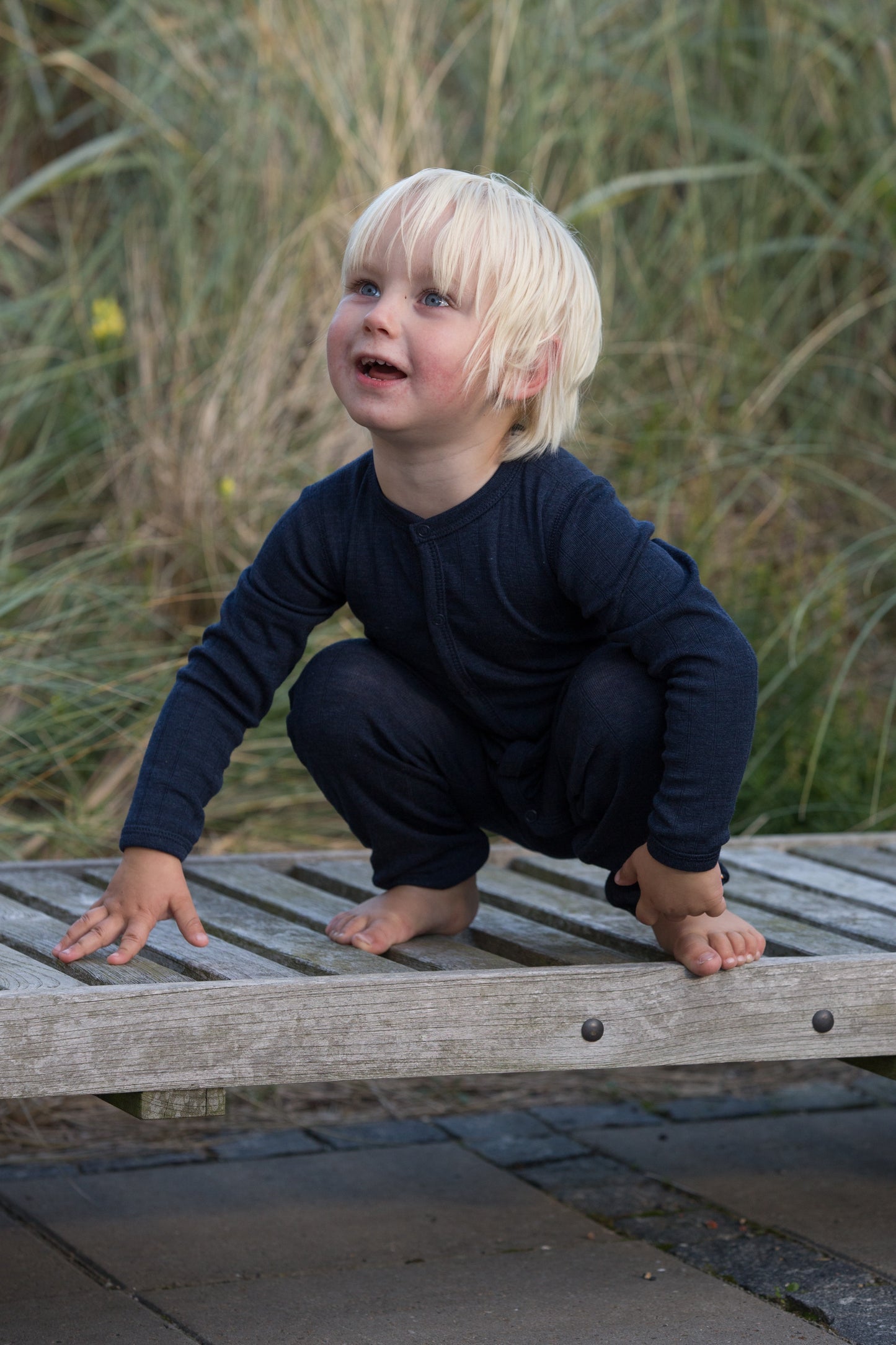 Merinowolle Seide Strampler | Navy