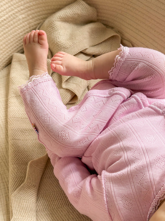 Merinowolle Seide Strampler Ajour | Prime Rose