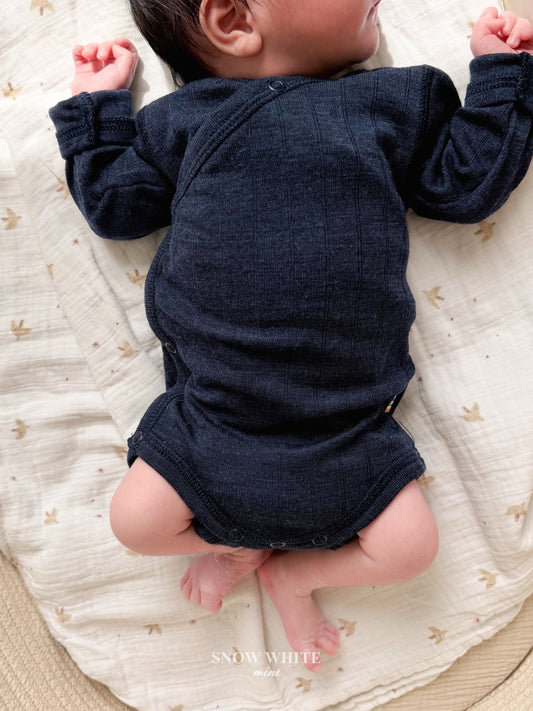 Joha Wickelbody Merinowolle Seide | Navy