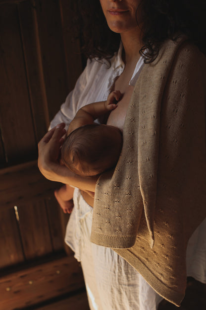 Merinowolle Strickdecke ‚Bibi Sand‘