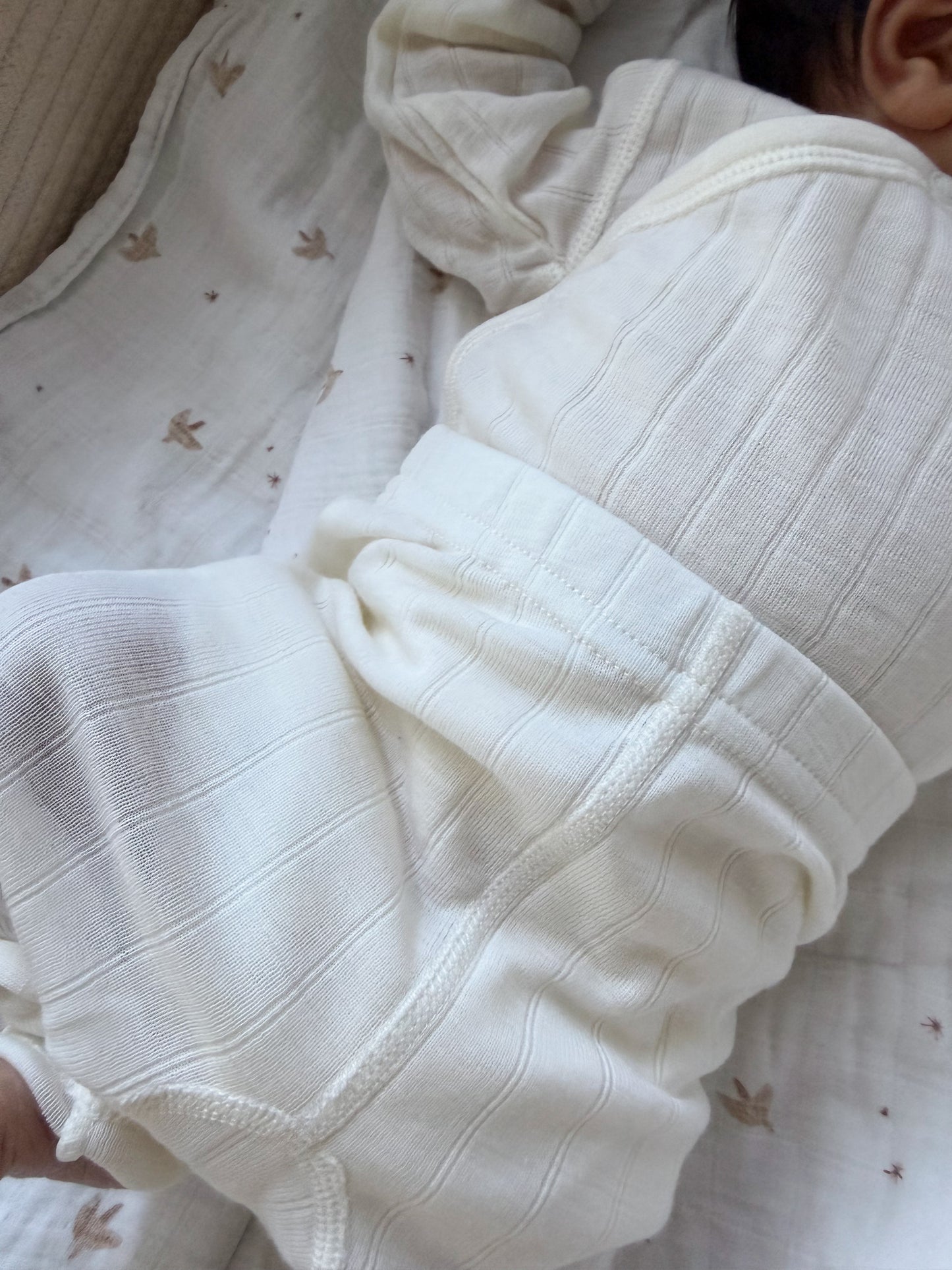 Merinowolle Seide Langarm Wickel-Bodysuit | Off-White