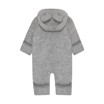 Huttelihut Fleece-Overall Merinowolle mit Öhrchen | Grey Melange