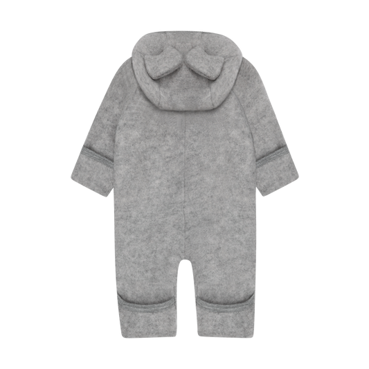Huttelihut Fleece-Overall Merinowolle mit Öhrchen | Grey Melange