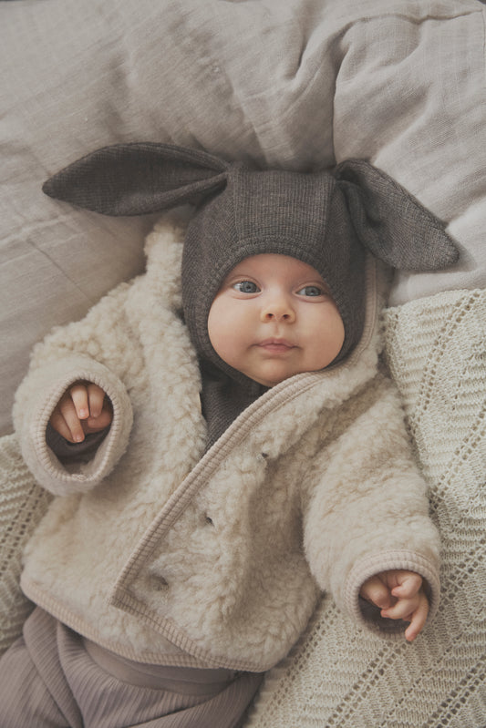 Huttelihut Jacke Pixie Merinowolle | Teddy Cement