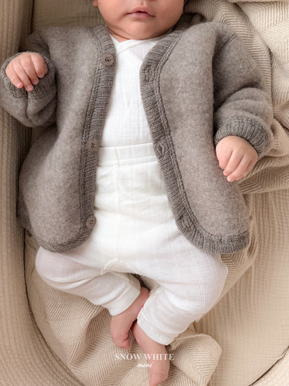 Joha Jacke/Cardigan aus Merinowoll-Fleece | Sesame Melange