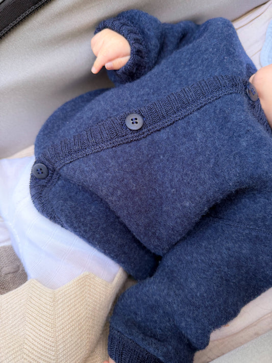 Joha Jacke/Cardigan aus Merino-Wollfleece | Dunkelblau