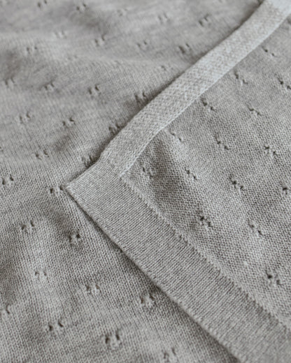 Merinowolle Strickdecke ‚Bibi Grey Melange‘