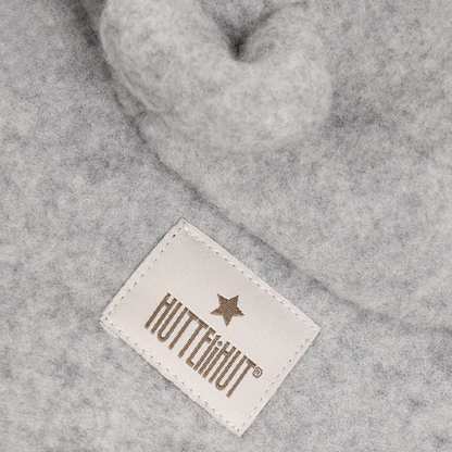 Huttelihut Fleecejacke Merinowolle mit Öhrchen | Grey Melange