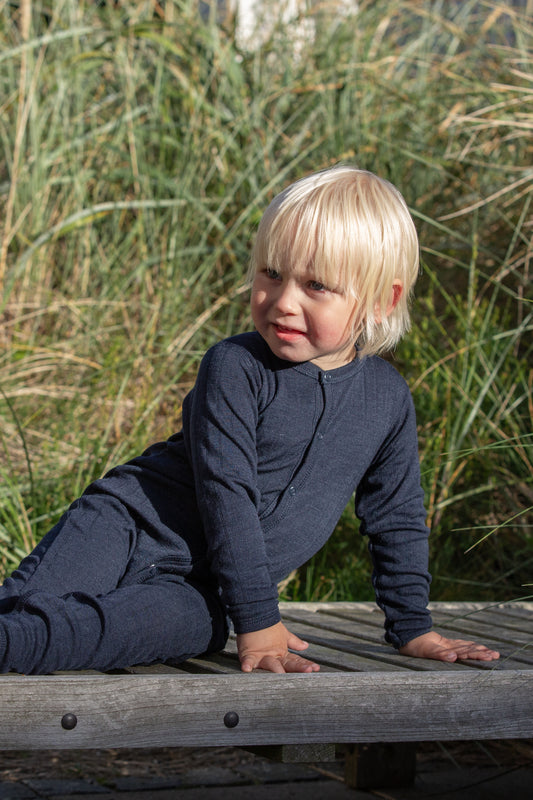 Merinowolle Seide Strampler | Navy