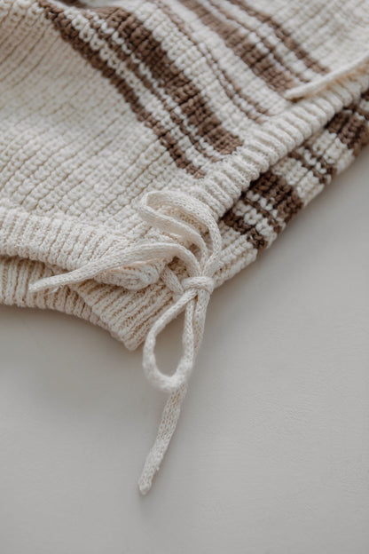 Knit Kimono Romper | Textured Stripe