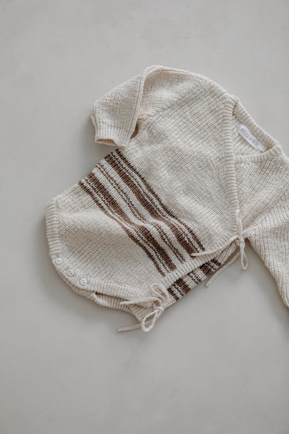 Knit Kimono Romper | Textured Stripe
